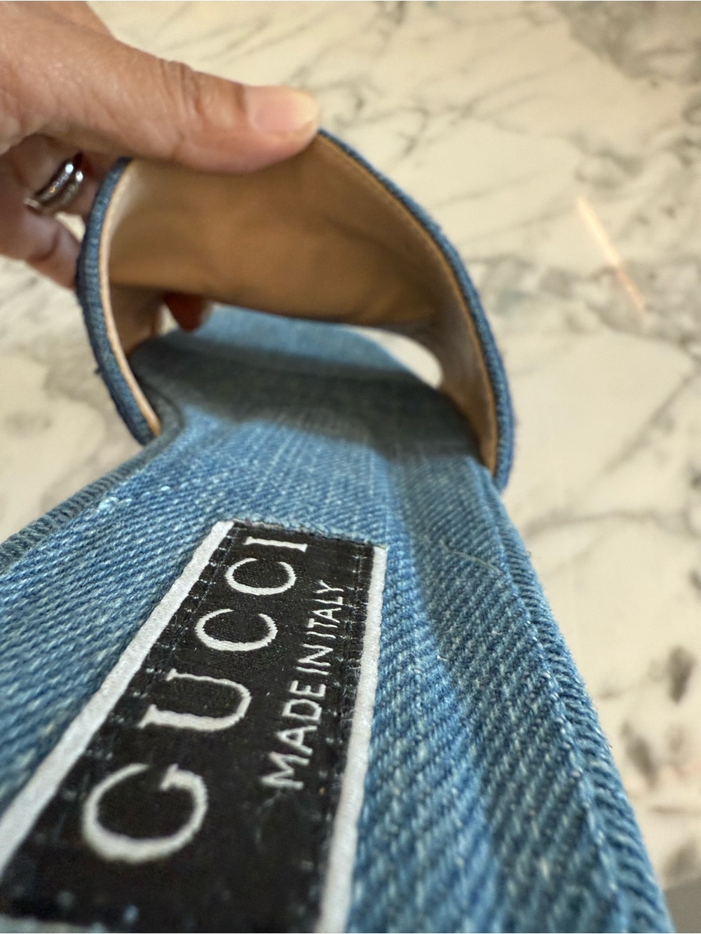 Gucci Blue Denim Slide Sandals size 37 - Picture 4 of 5